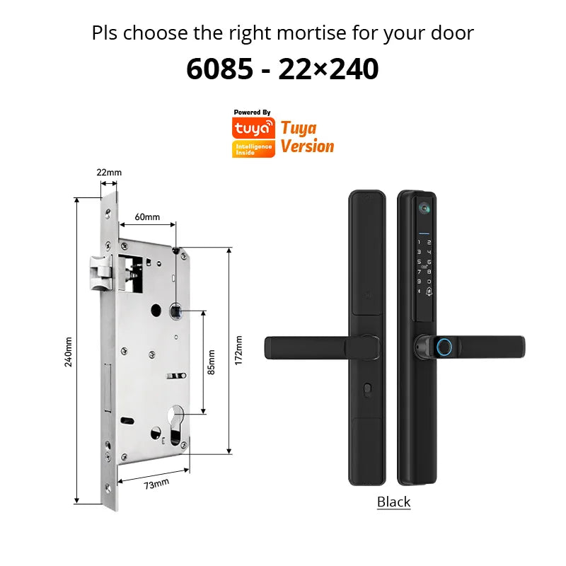 Waterproof Camera Outdoor Fingerprint TUYA WIFI APP RFID Card Code Keyless Smart Electronic Door Lock Aluminum/Glass Sliding