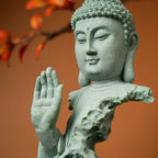 Buddhist Statue Desktop Decoration Tablescape Decoration Home Zen Statue Green Sandstone Lootquake LLC