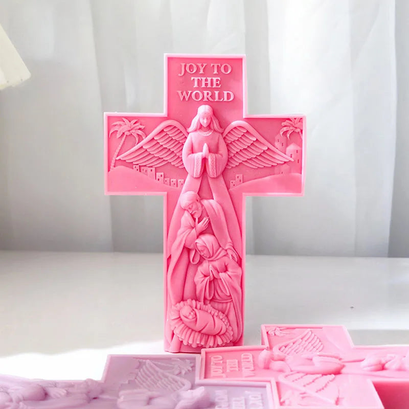 Cross Angel Virgin Mary Jesus Candle Silicone Mold Handmade Greek Mythology Sculpture Plaster Candle Soy Wax Mould Home Decor Lootquake LLC