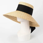 Straw summer hat French elegant ladies seaside travel sun hat Hepburn style wide brim hat  햇빛가리개 모자 모자