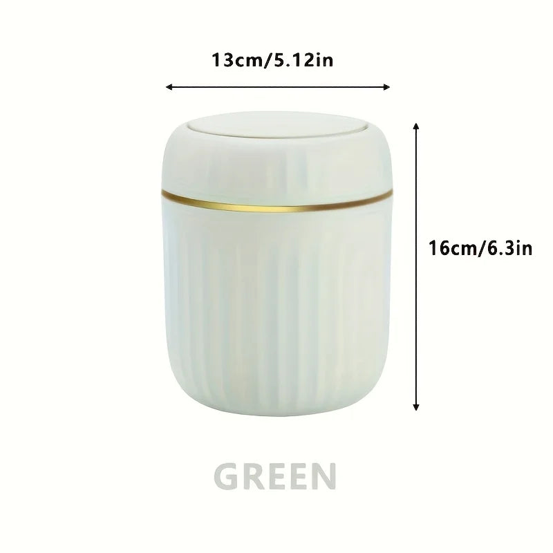 Elegant ultra large capacity mini trash bin with lid, stylish white and gold desktop trash bin suitable for home,office, bedroom Lootquake LLC