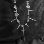 Retro Y2K Long Spike Rivet Necklace Stainless Steel Cross Hip Hop Necklace for Women Vintage Grunge Style Party Jewelry Lootquake LLC