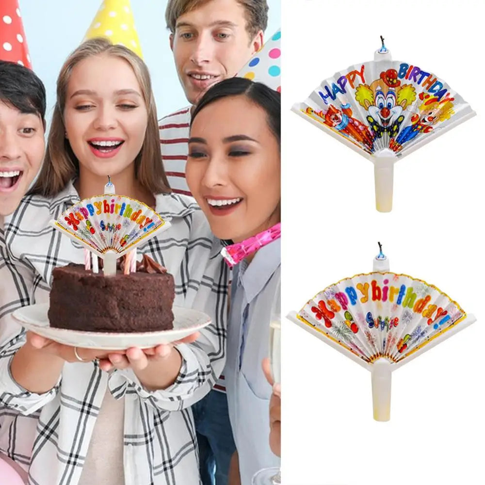 Happy Birthday Candle Fan-Shaped Birthday Candle Supplies Birthday Cake Candle Decor Funny Candles for Decorating Birthday Theme Lootquake LLC