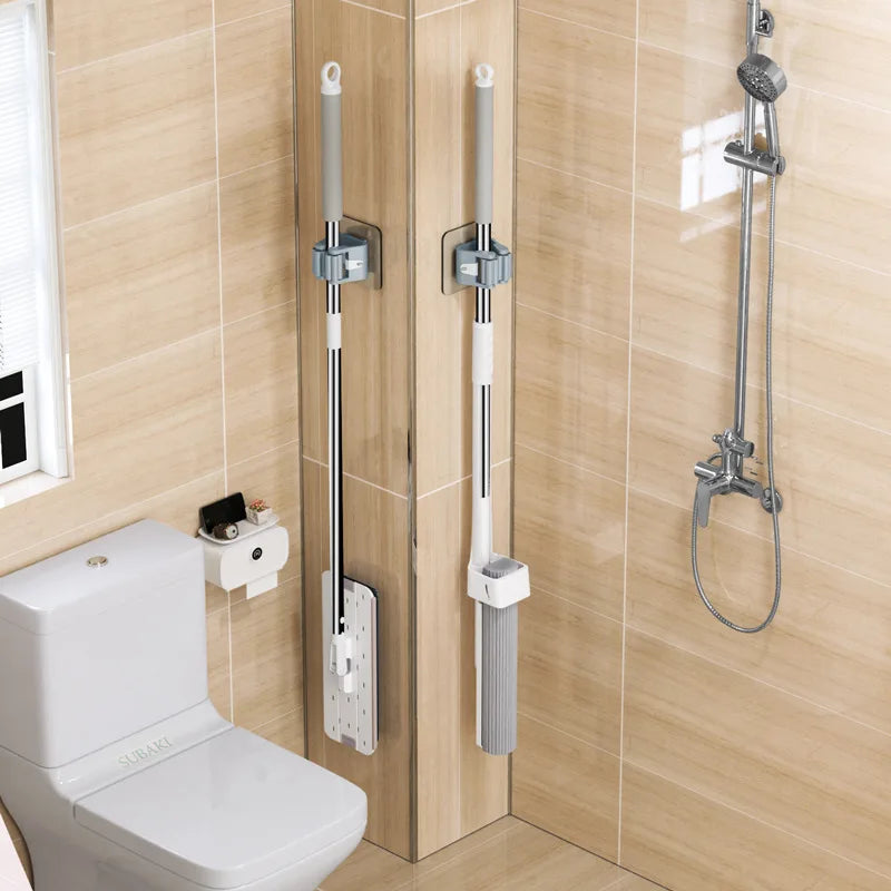 2/4PCS Home Storage Rack Bathroom Suction Hanging Pipe Traceless Hooks Wall Mounted Mop Organizer Holder Waterproof Broom Hanger Lootquake LLC
