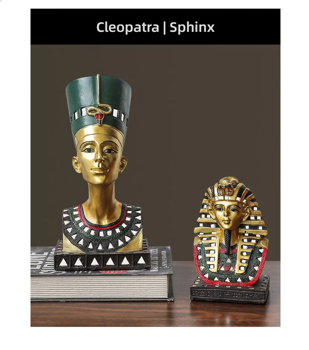 Egyptian Sphinx Resin Statue - Pharaoh Lion Body Human Face Sculpture, Hand-Painted Pyramid Guardian Isis Goddess Inspired Craft