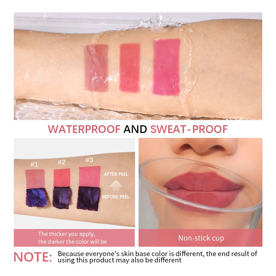 Peel Off Lip Stain Reveal Long Lasting Waterproof Pink Lip Tint Transfer Proof Non-stick Cup Natural Lip Stain Women's Cosmetics Lootquake LLC