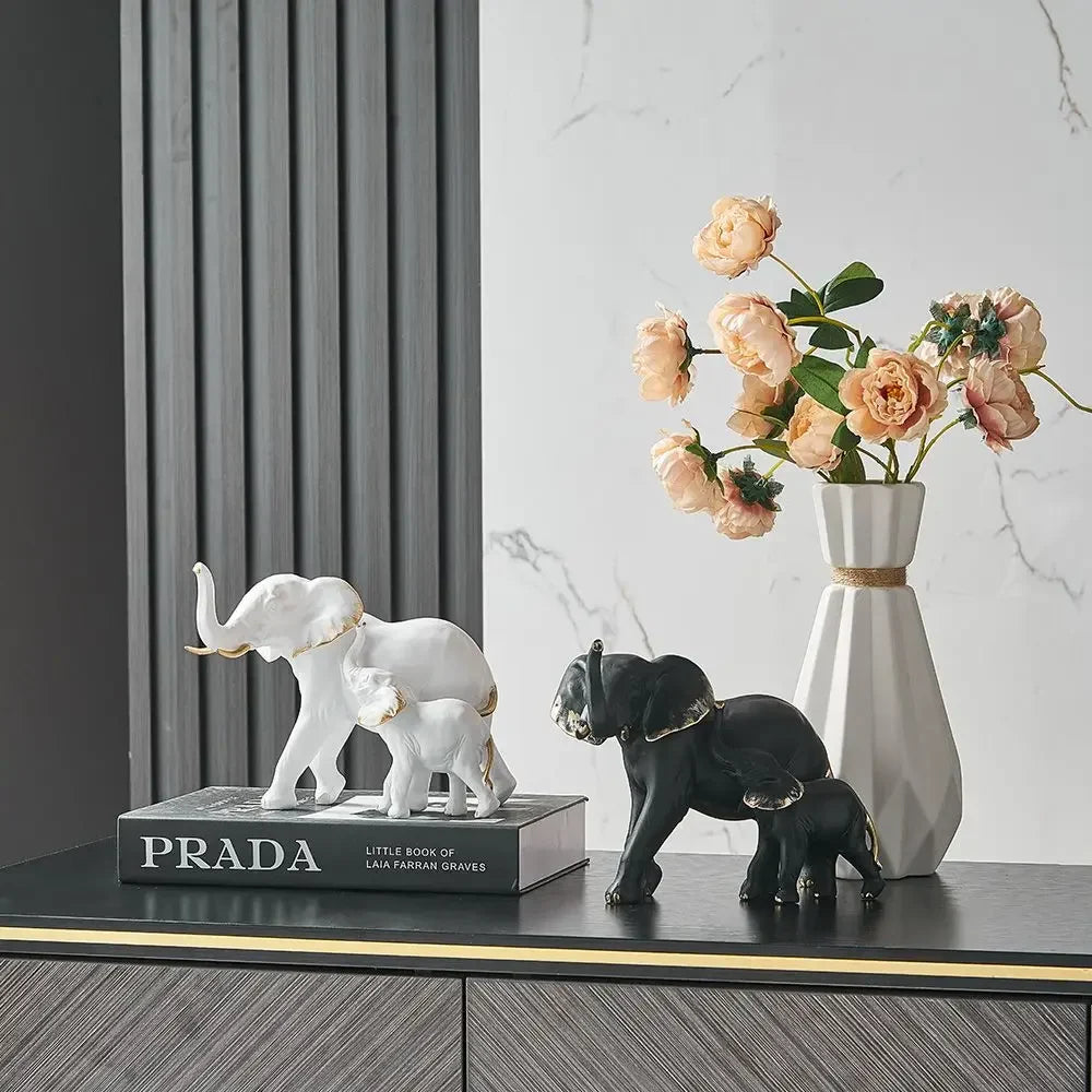 1pairs Creative Modern Decor Animal Resin Elephant Statues & Figurines Sculpture Living Room Table Ornaments Crafts Lootquake LLC