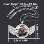 Custom Necklace Personalized Photo Picture Angel Wings Rhinestone Pendant Chains Necklaces Creative Fashion Hip Hop Jewelry Gift Lootquake LLC