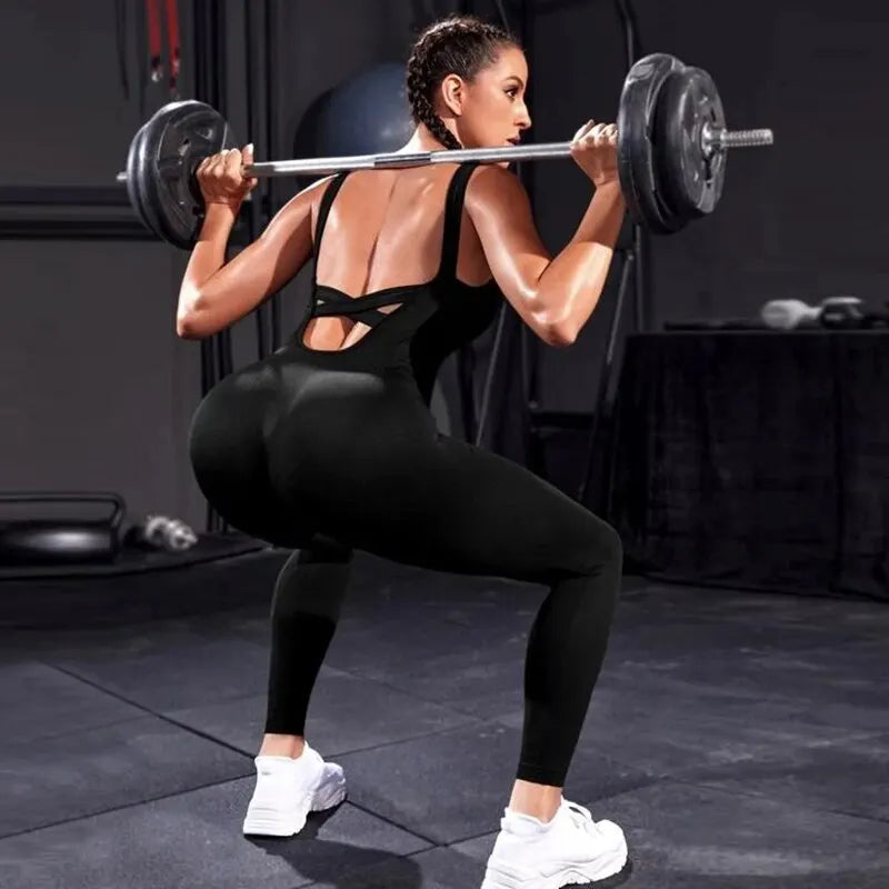 FlexiFit Backless Bodycon Yoga Jumpsuit THRIXINE