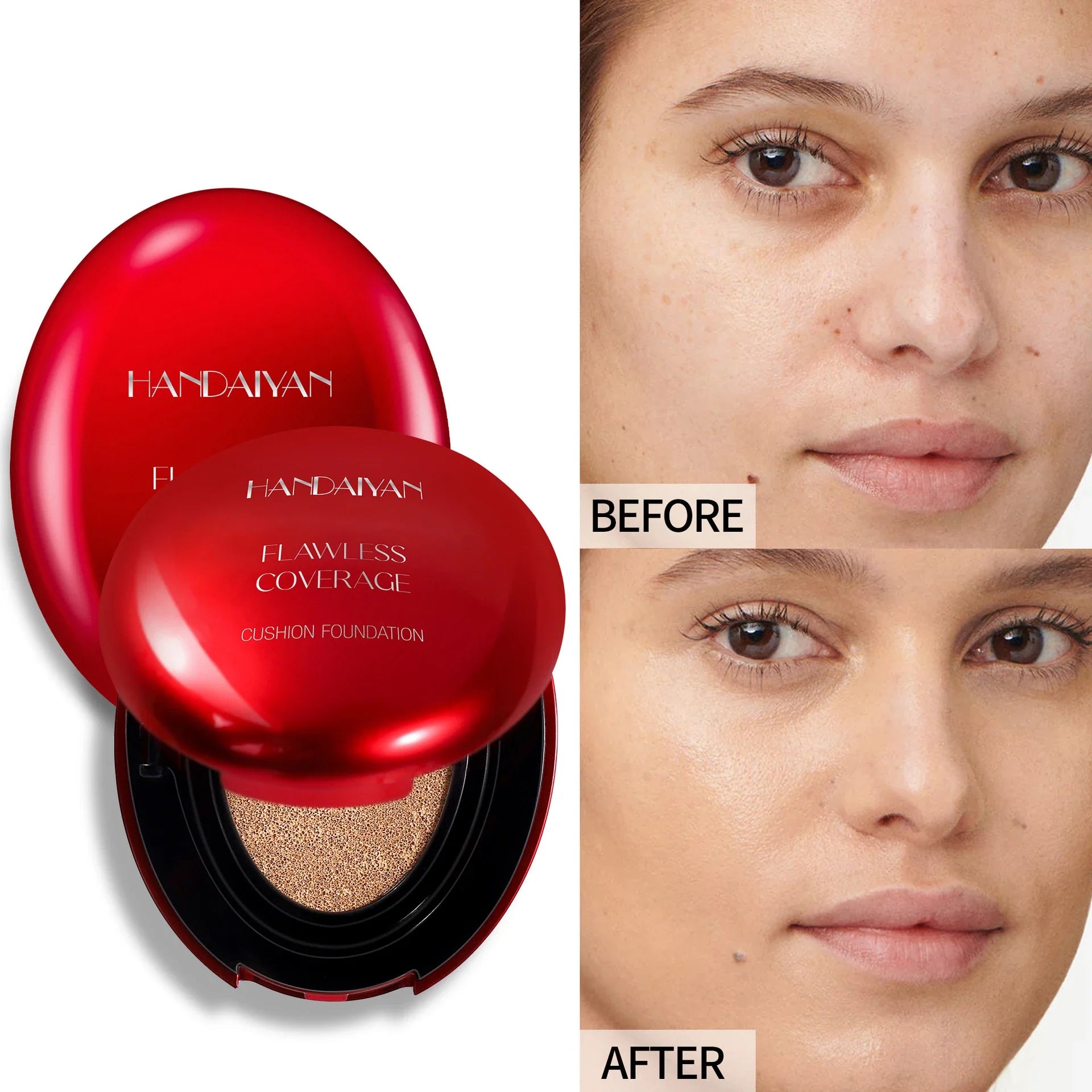 Red Shell Air Cushion Foundation Concealer Long Lasting Non-Stick Foundation