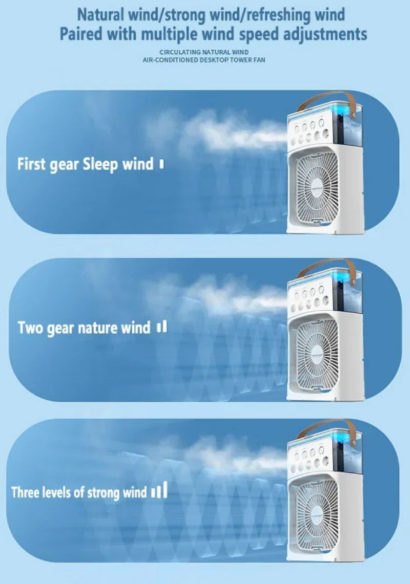 3 In 1 Fan AIr Conditioner Household Small Air Cooler LED Night Light Portable Humidifier Air Adjustment Fan Office Home Fan New Lootquake LLC
