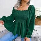 Loose Fit Chiffon Blouse - Elegant Polyester Top | Femstylo - SJB-DIAMOND ELITES