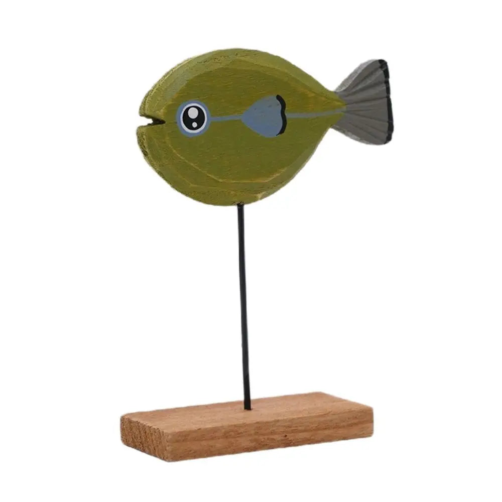 Exquisite Wooden Fish Statue Cartoon Fishes Sculpture Colorfast Table Stand for Living Room Office Home Decoration Crafts Lootquake LLC