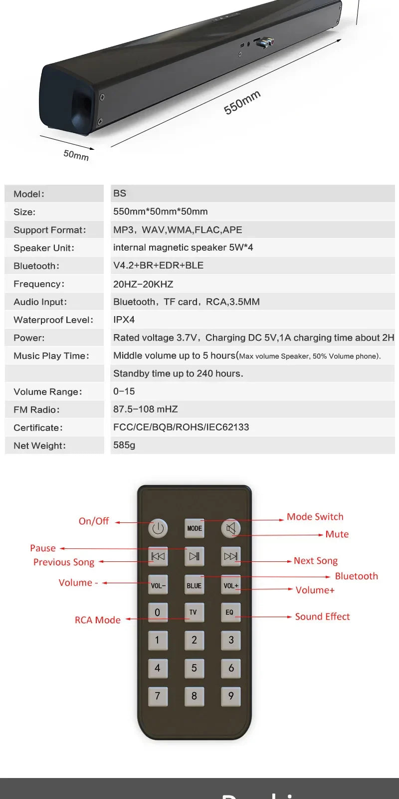 Home Theater Sound System Bluetooth Computer Speakers for TV Soundbar Box Subwoofer Radio Music Center Boom Box Column Hot Sale Lootquake LLC