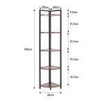 Brown 5 Tier Corner Book Shelf Home Storage Display For Bedroom Office 30cm W x 30cm D x 150cm H Lootquake LLC