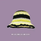 Handmade Knitted Bucket Hat - Cotton Boho Print - All-Season Stretchy Fit
