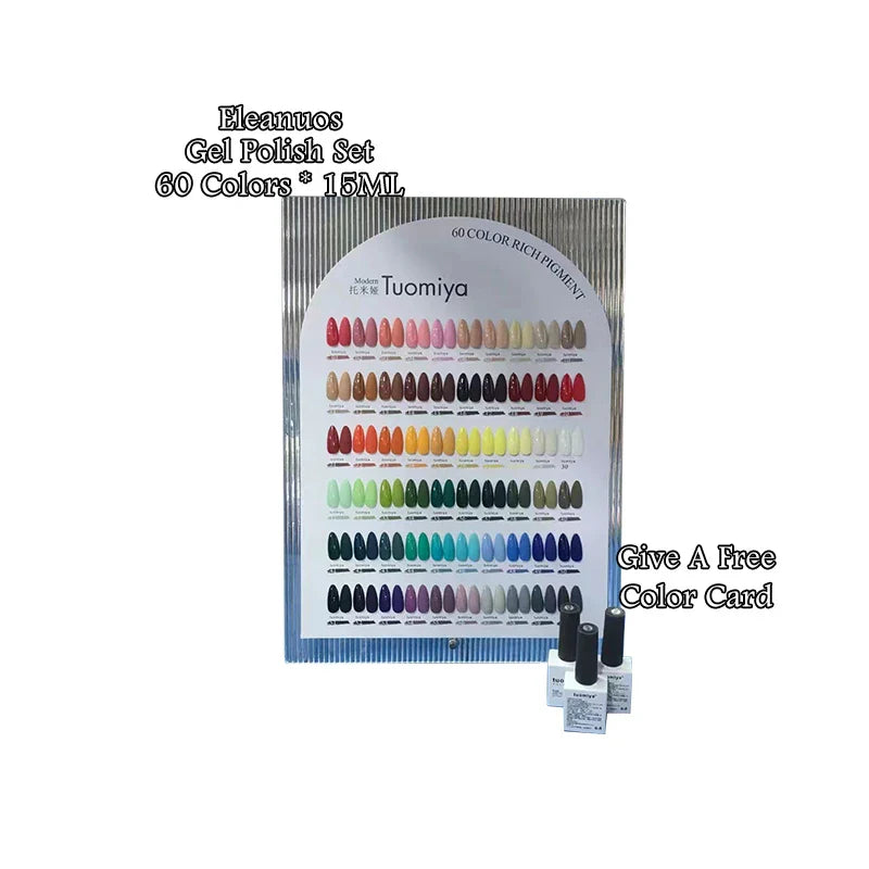 Eleanuos Popular gel Polishing 60PCS Mixed Varnish Soaking Rainbow Semi Permanent Shining Four Season Nail UV LED Salon gel 15ML Lootquake LLC