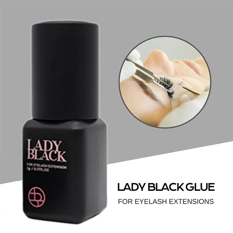 5 Bottles Lady Black Lash Glue Korea Dry Fastest Strongest False Eyelash Extensions Glue 5ml Makeup Tools Professional Adhesive Lootquake LLC