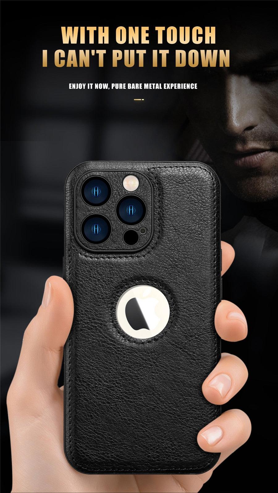 Luxury Leather Case for iPhone 14 13 12 11 Pro MAX XS XR 7 8 Plus Classic Silicone Phone Cover  Leather Case Thin Flexible Soft Grip Luxury PU Leather Cover for Men Durable Anti-Scratch Full Phone Cases Stevvex
