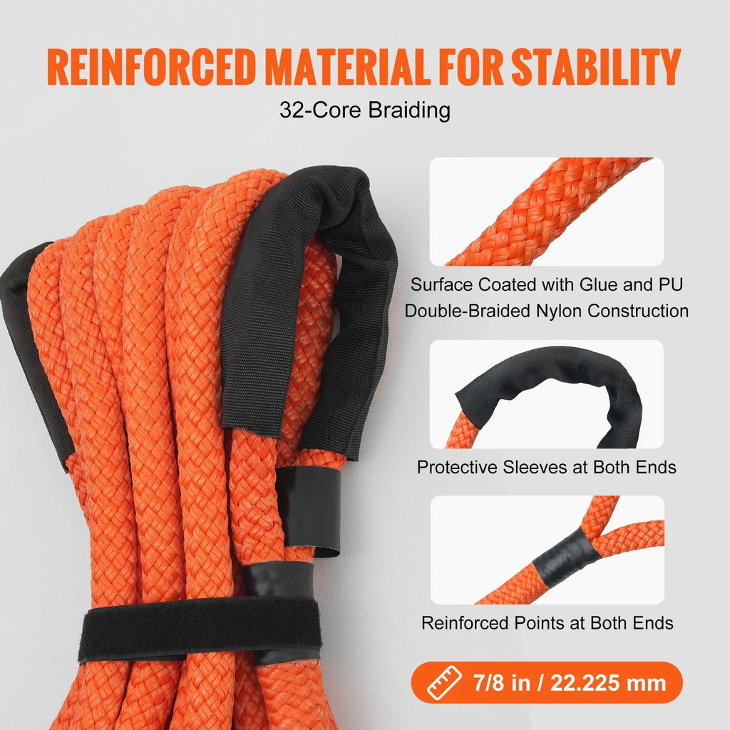 SucceBuy 20/30ft Car Towing Rope Off Road Snatch Tow Strap Rescue Recovery Resistant Which Rope for Jeep Car Truck ATV Tractor Lootquake LLC