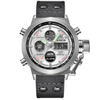 1pc / lot Men Genuine XINEW Brand Designer Watches Students Fashion Leather Band Alarm Stopwatch Electronic Watch Montre Homme