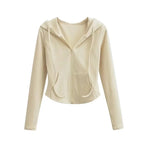 Lucyever Y2K Slim Fit Cropped Zip-Up Hoodie