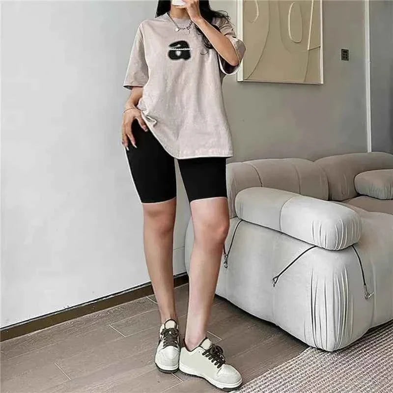 Women's Black High Waist Biker Shorts with Pocket THRIXINE