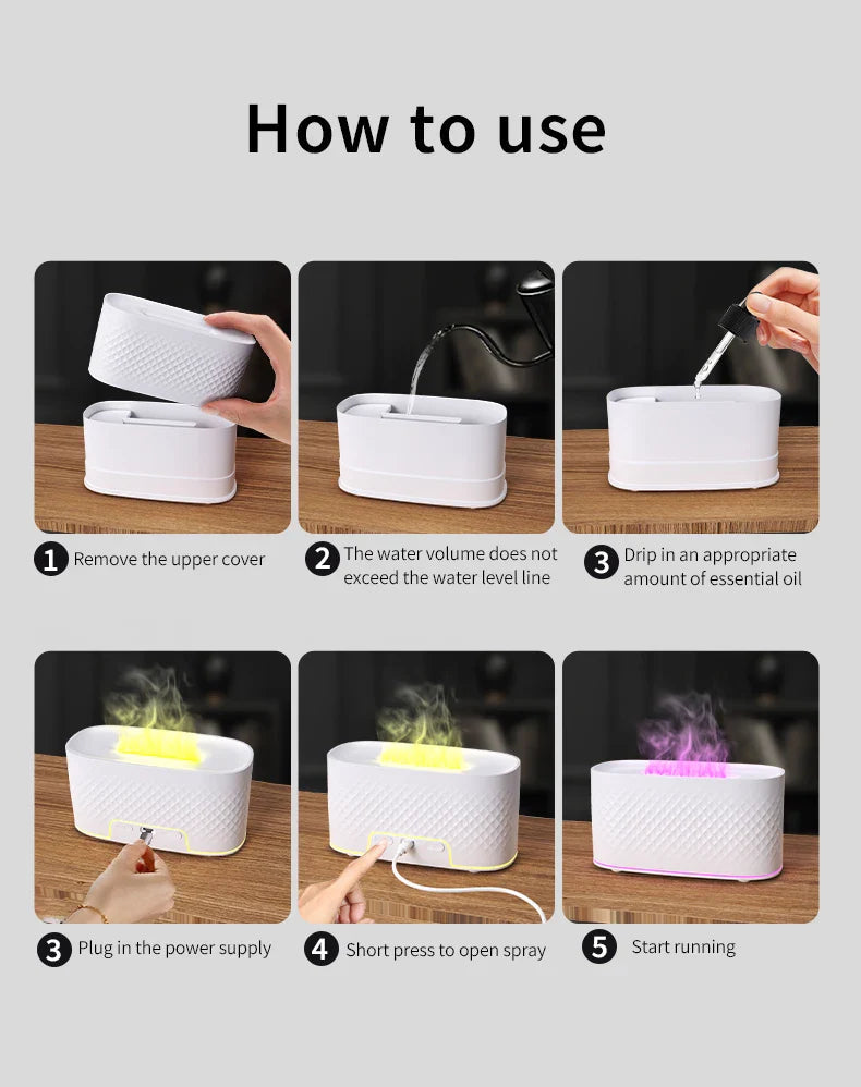 Colorful Simulation Flame Aroma Diffuser Home Hotel Desktop USB Air Humidifier Lootquake LLC