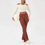Off Shoulder Long Sleeve Yoga Top THRIXINE