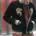 Non Stock Men's Yokosuka Baseball Jacket Dragon Tiger Falcon Embroidered Short Jacket