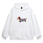 2026 Womens Casual Dog Print Hooded Sweatshirt Loose Long Sleeve O Neck Solid Color With Pockets Fashion Spring Summer Outwear