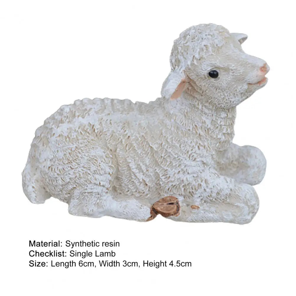 Sheep Sculpture  Cute Micro Landscape Sheep Sculpture  Synthetic Resin Animal Figurine Lootquake LLC