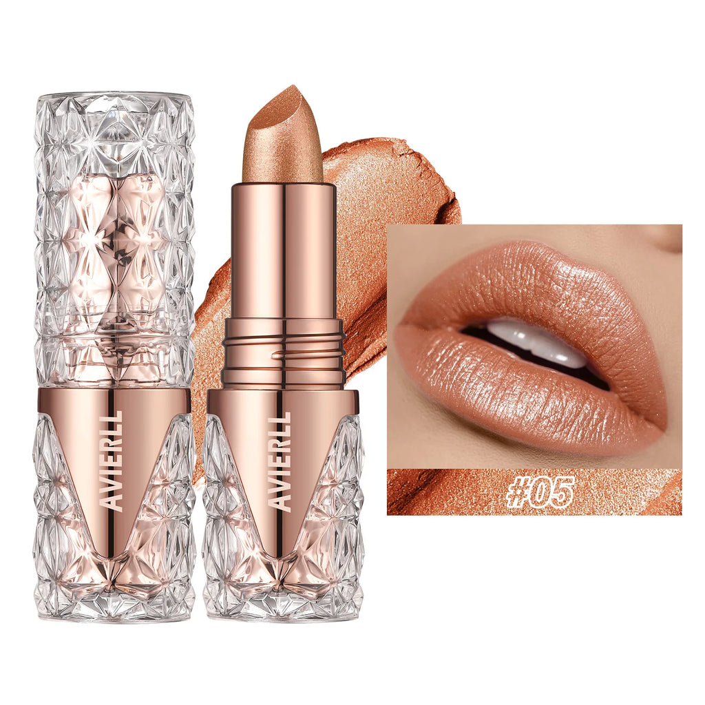 Fine Glitter Lipstick, Quicksand Gold Lipstick Non-sticky Non-fading Lipstick Pearlescent Long-lasting Silky Mermaid Lipstick Lootquake LLC