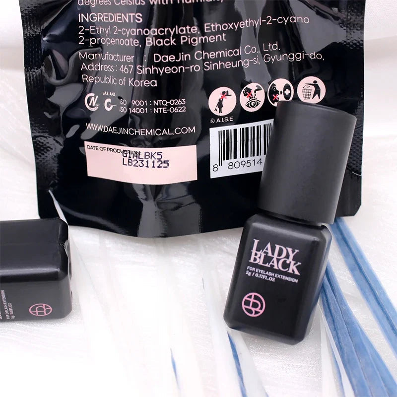 5 Bottles Lady Black Lash Glue Korea Dry Fastest Strongest False Eyelash Extensions Glue 5ml Makeup Tools Professional Adhesive Lootquake LLC
