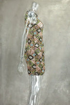 Colorful Rhombus Sequins Sexy Mini Dress Elegant Chic Straps Slit Bodycon Party Dresses Summer Holidays Evening Women Dress 2025