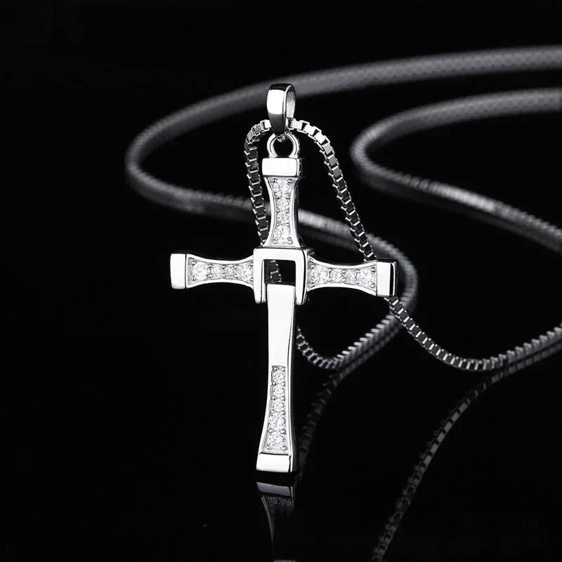 Fast And Furious Movie Dominic Toretto Cross Necklace Pendant 925 Sterling Silver Jewelry For Women Men Couple Lovers Xmas Gifts Lootquake LLC