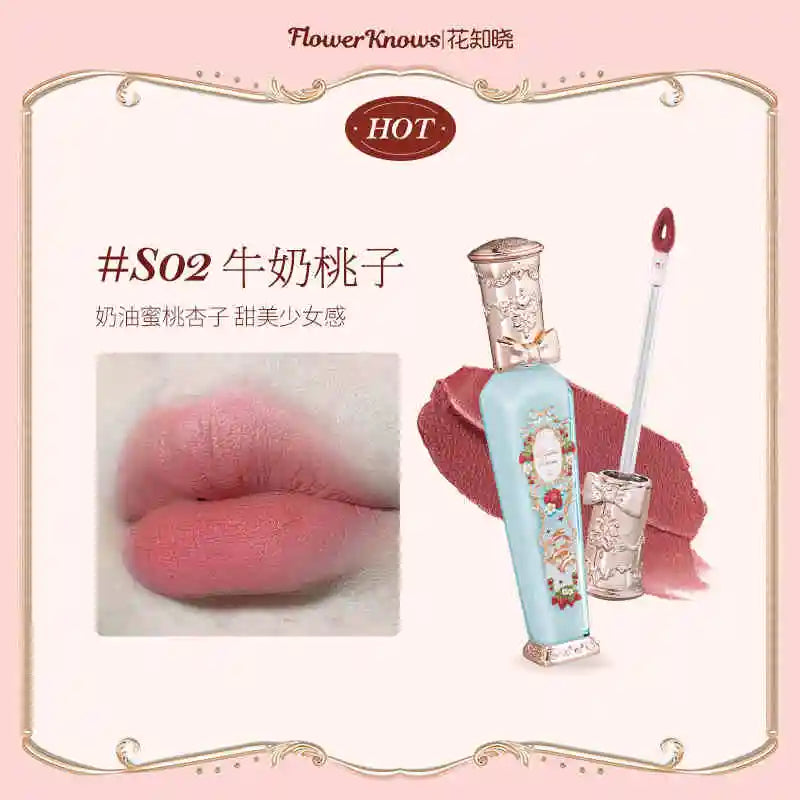 Flower Knows Strawberry Rococo Series Cloud Lip Cream Lip Gloss Long Lasting Velvet Lip Tint Lipstick for Women Cosmetic Lootquake LLC