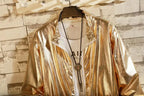 Mens Windbreaker Jackets Nightclub Stage Party Jackets Costume Streetwear Harajuku Hip Hop Reflective Jacket Gold Fashion Coats