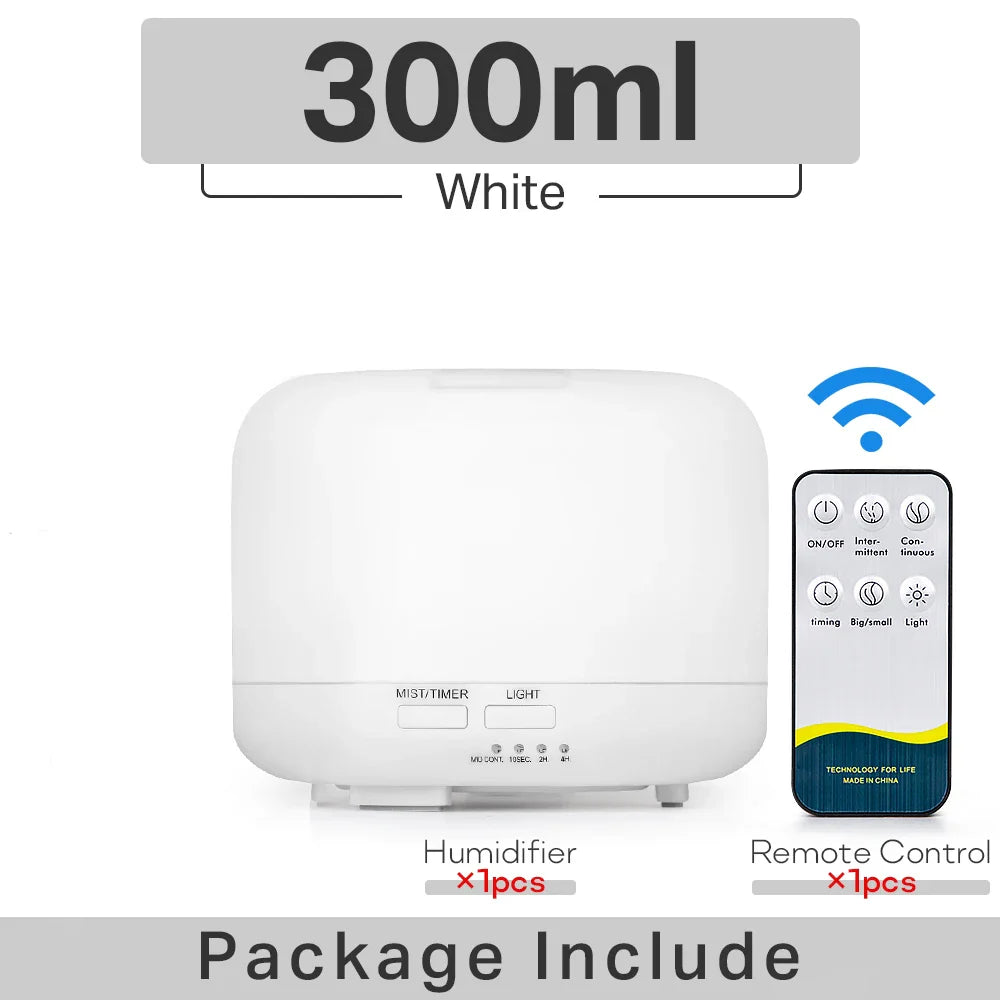 Air Humidifier Essential Oil Diffuser 300ML 500ML 1000ML With Lights Remote Control Ultrasound Electric Aromatherapy Diffuser Lootquake LLC