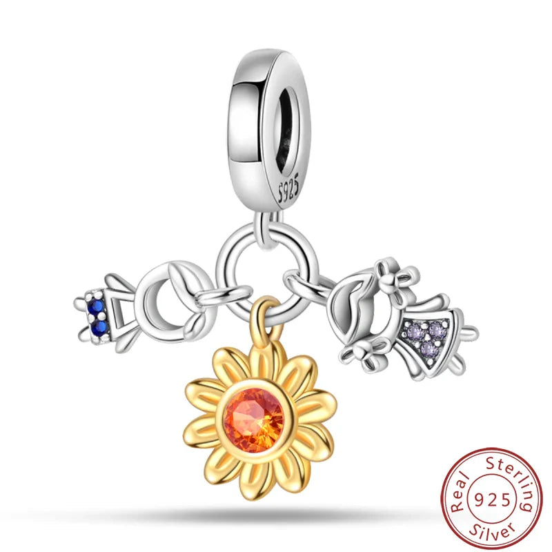 S925 Sterling Silver Princess Golf Hamster Camera Travel Three Piece Set Charms Beads 3mm DIY Fine Jewelry Making Lootquake LLC