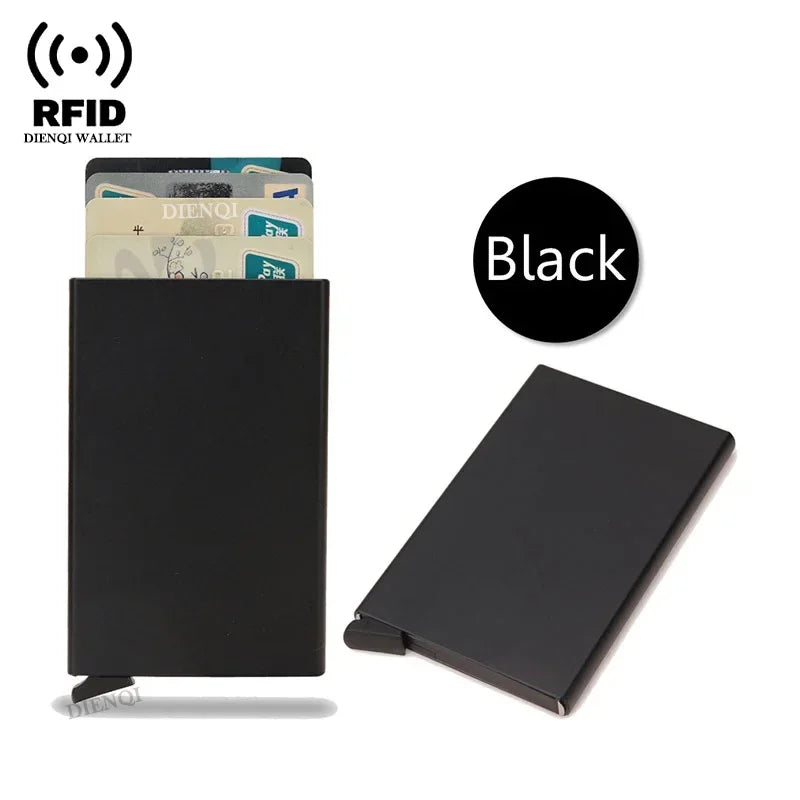 Rfid Credit Card Holder Metal Thin Slim Smart Wallet Men Women Wallets Pop Up Minimalist Small Black Purse Mini Walets for Men Lootquake LLC