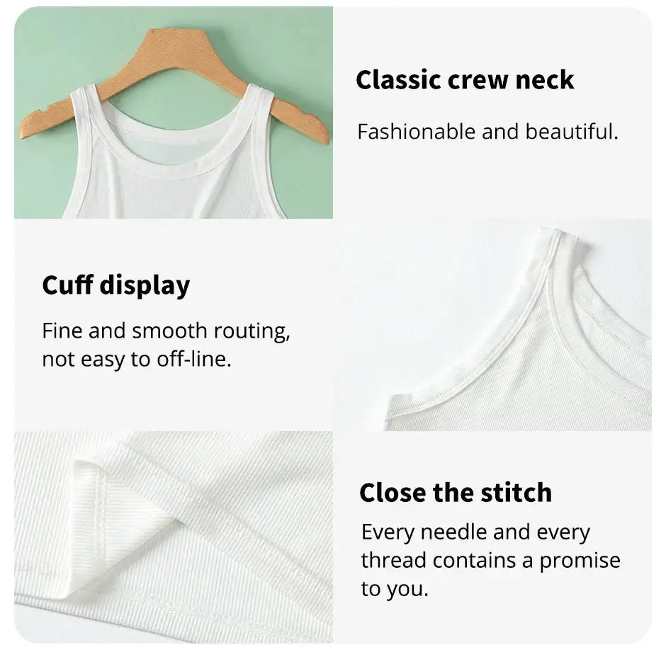European and American Yards Ladies Suspender Vest Sleeveless Top Solid Color Sexy Thread Bottoming Thin Vest Four Seasons Essent
