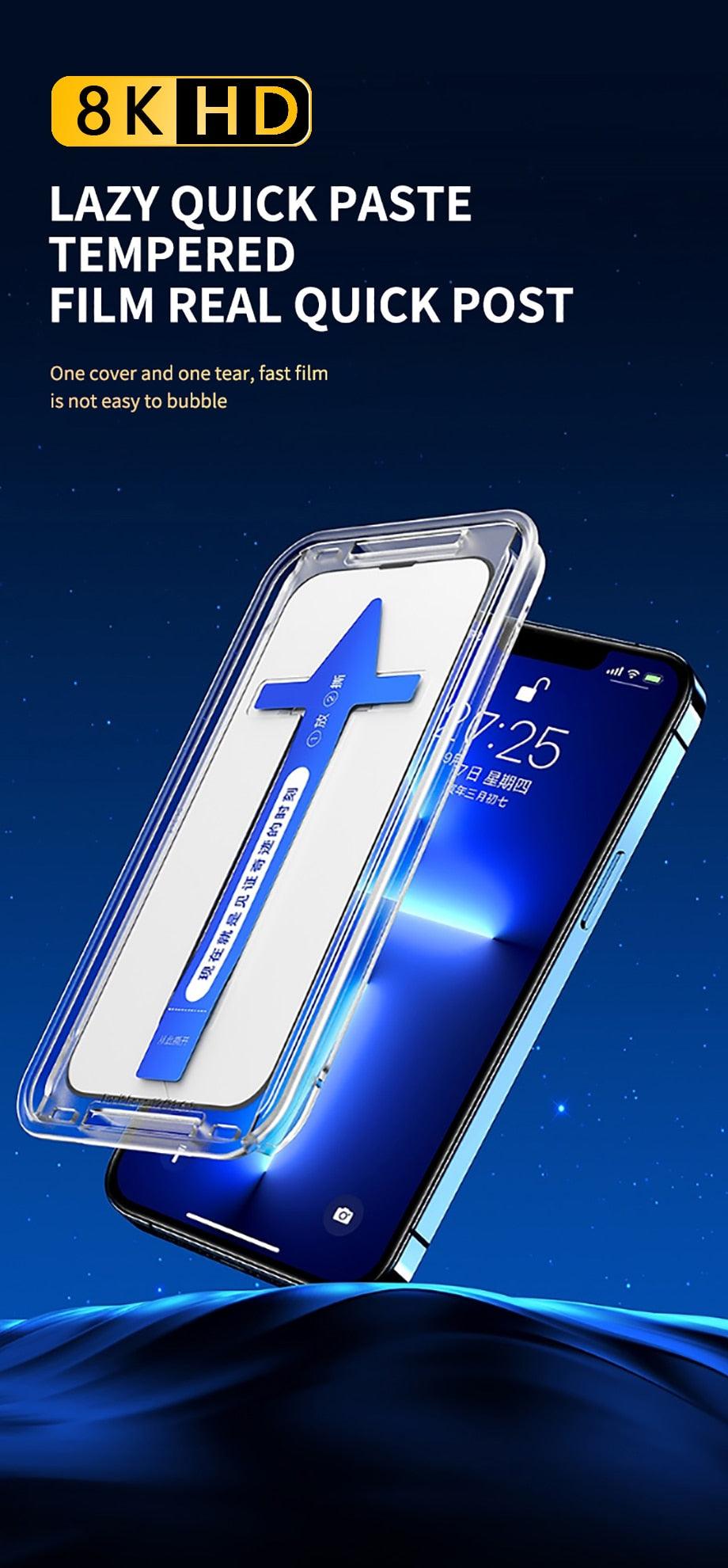 8K HD Anti Peeping Luxury Fast Install Full Cover Glass Screen Protector For iPhone 14 13 12 11 PRO MAX MINI X XS 9H Hardness Tempered Glass Scratchproof Shatterproof Bubble Free Screen Protector For iPhone Stevvex