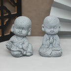 Buddha Stone Statue Little Buddhist Monks Tibetan Buddhism Figurines Zen Garden Ornament Meditation Home Aquarium Decoration Lootquake LLC