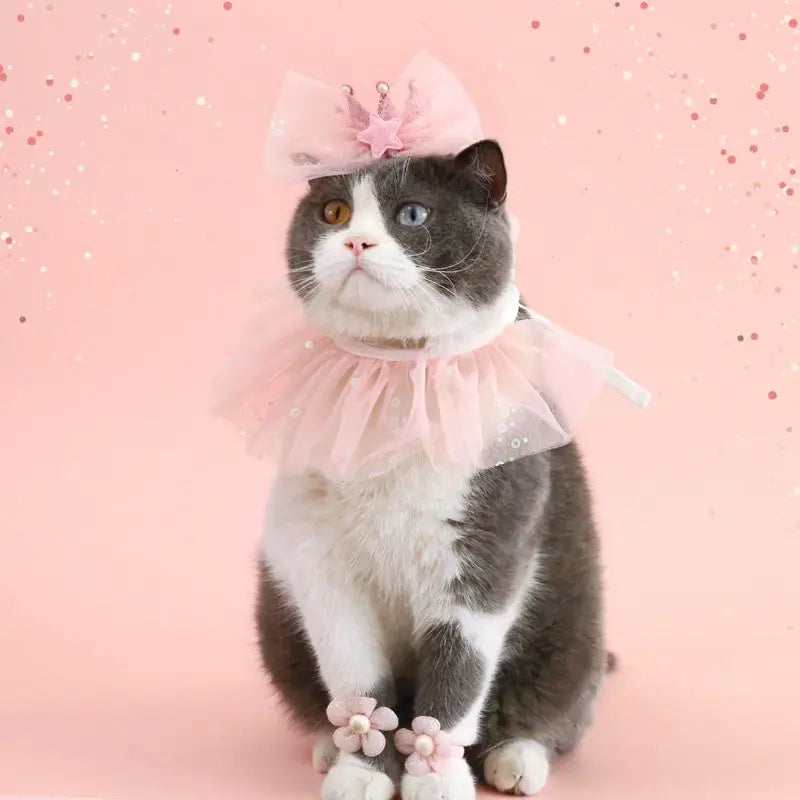 Pet Dog Birthday Party Dog Hat Candy Color Dot Lace Cat Bib Suit Cute Small Medium Dogs Costume Cap Pet Products Accessories Lootquake LLC