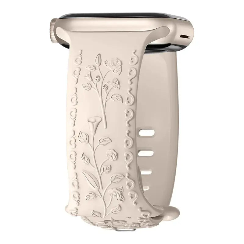 Apple Watch Silicone Band - Floral Engraved - Stylish Design - SJB-DIAMOND ELITES