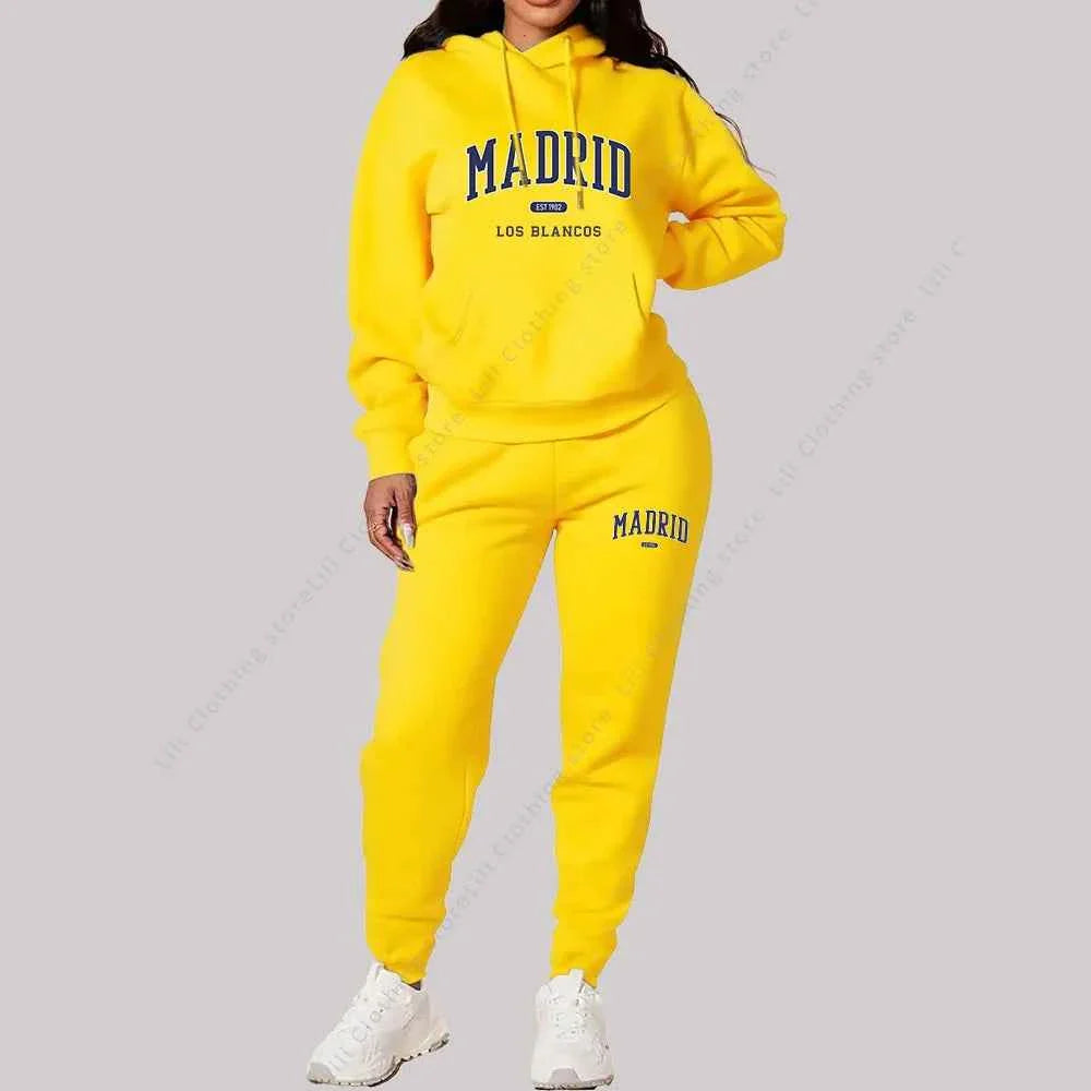 Madrid Print Women's TrackSuit 2-Piece Set THRIXINE