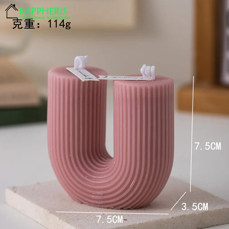 U Shaped Candle Scented Candles Ribbed Aesthetic Home Decorative Candles Smokeless Personalized Candles Guest Gift Lot Lootquake LLC