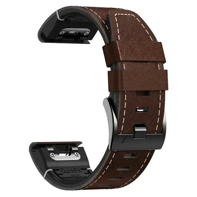 Garmin Leather Silicone QuickFit Band - Durable Stylish Strap - SJB-DIAMOND ELITES