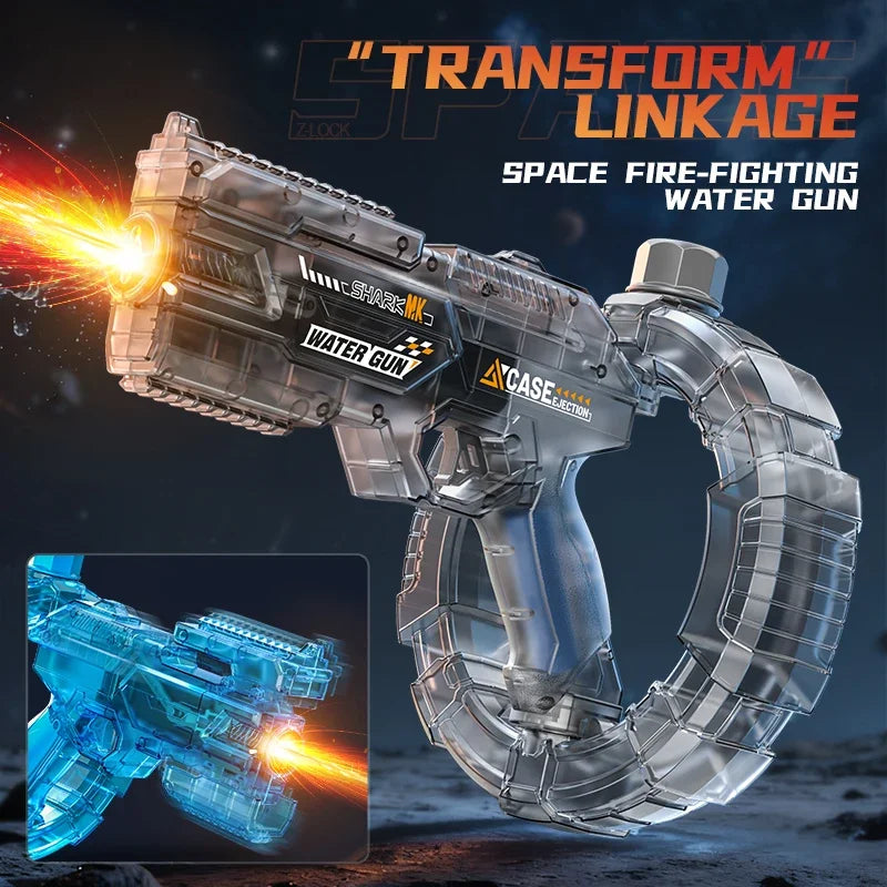 Children Energy Gathering Ring Electric Water Gun Led Emitting Automatic Continuous Water Squirt Gun Summer Outdoor Toy for Kids